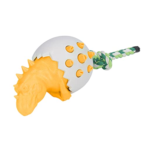 Qukaim Dinosaurier-Ei-Hundespielzeug, Dinosaurier-Ei, Kauspielzeug, bissfest, Hundezahnbürste, Kauspielzeug für Zahnpflege, Baumwollseil, Hundespielzeug für Welpen und Hunde, Orange Qukaim Dinosaurier-Ei-Hundespielzeug, Dinosaurier-Ei, Kauspielzeug, bissfest, Hundezahnbürste, Kauspielzeug für Zahnpflege, Baumwollseil, Hundespielzeug für Welpen und Hunde, Orange von Qukaim