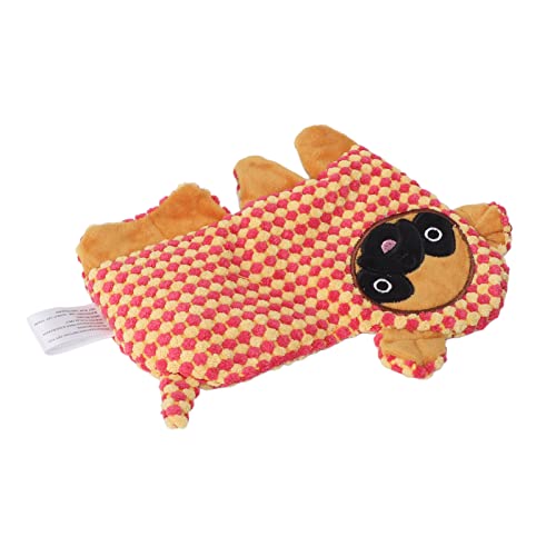 Qukaim Dog Plush Toys Dog Plush Squeaky Toy for Dental Cleaning, Anxiety Relief and Training, Orange Dog von Qukaim