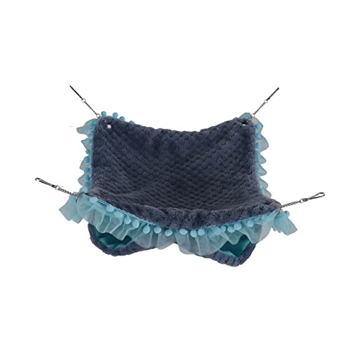 Qukaim Doppelschichtige Hängematte für kleine Haustiere, Plüsch-Hängebett für Frettchen, Hamster, Papageien, Meerschweinchen, Blau, Doppelstockbett-Design, Kleintier-Akkory von Qukaim