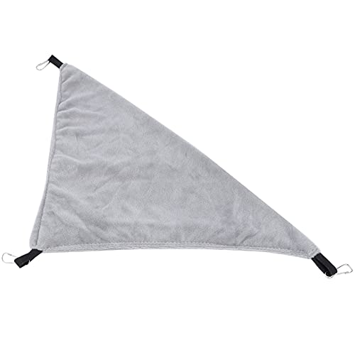 Qukaim Dreieckige Hängematte für kleine Haustiere, Hängebett für Eichhörnchen, Hamster, Zuckergleiter, Meerschweinchen, Grau, 30 cm, weicher Stoff, einfach aufzuhängen, komfortables Design von Qukaim