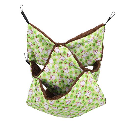 Qukaim Dreilagige Hängematte für Kleintiere, 30 x 30 cm, weiches warmes Schlafbett, grün, ideal für Hamster und andere kleine Haustiere von Qukaim