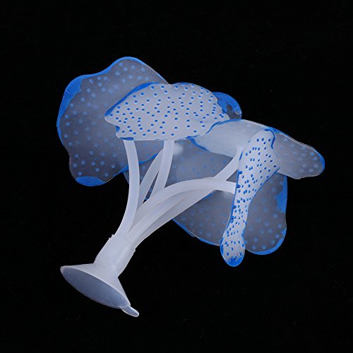Qukaim Fish Tank Coral Plant Silicone Aquarium Fish Tank Artificial Coral Plant Decoration Blue Realistic Fish Tank Ornament for Aquatic Landscaping, 30cm Long von Qukaim