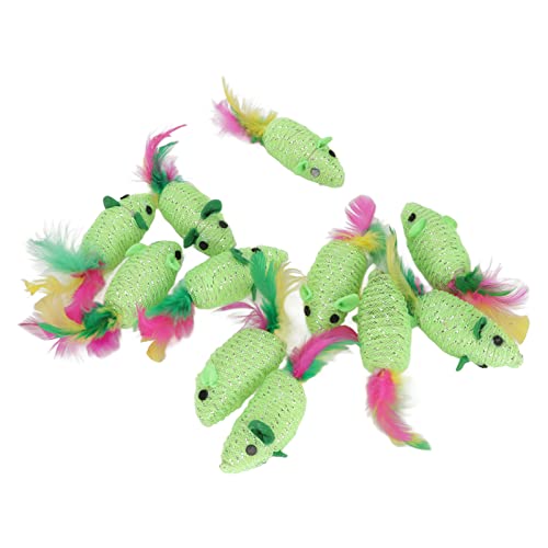 Qukaim Gewebte Mäuse Katzenspielzeug 11pcs Mäuse Katzenspielzeug, Interaktives Quietschendes Hängespielzeug für Katzen und Kätzchen, Gewebtes Maus-Design, Ideal für Indoor-Spielen und Engagement, Grün Qukaim Gewebte Mäuse Katzenspielzeug 11pcs Mäuse Katzenspielzeug, Interaktives Quietschendes Hängespielzeug für Katzen und Kätzchen, Gewebtes Maus-Design, Ideal für Indoor-Spielen und Engagement, Grün von Qukaim