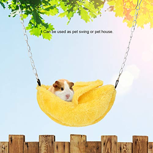Qukaim Hängendes Haustierbett, Samt, Bananenform, Haustier-Nesthaus für Hamster-Hängematte, warmes Plüsch-Design, Gelb, kleines Hamsterbett, ideal für kleine Haustiere von Qukaim