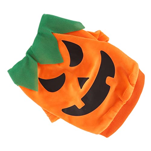 Qukaim Halloween-Hunde-Shirt, Halloween-Hunde-Shirt, niedlicher Kürbis-Geister, weich, elastisch, Haustier-Cosplay-Kleidung für kleine, mittelgroße Hunde und Katzen, Orange, Größe XS von Qukaim