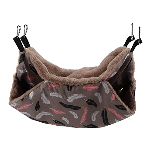 Qukaim Hamster Hängematte, warmes Bett, kleines Haustier, doppellagig, 33 x 33 cm, weiches hängendes warmes Bett mit festem Metallhaken für Hamster und kleine Haustiere, Feder-Design Qukaim Hamster Hängematte, warmes Bett, kleines Haustier, doppellagig, 33 x 33 cm, weiches hängendes warmes Bett mit festem Metallhaken für Hamster und kleine Haustiere, Feder-Design von Qukaim