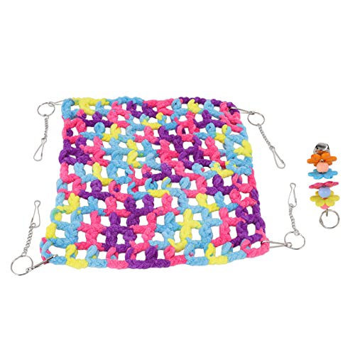 Qukaim Hamster-Hängematte, weich, atmungsaktiv, bunt, handgewebt, kleines Haustier-Hängebett mit Haken für Segelpapageien, 35 x 35 cm, kleines Haustierkäfigbett Qukaim Hamster-Hängematte, weich, atmungsaktiv, bunt, handgewebt, kleines Haustier-Hängebett mit Haken für Segelpapageien, 35 x 35 cm, kleines Haustierkäfigbett von Qukaim