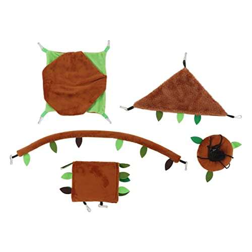 Qukaim Hamster-Hängematten-Set, multifunktional, weiches Meerschweinchen-Versteck für Zuckergleiter, Ratten, Kleintier-Hängematten, Hängekäfig-Zubehör, bequemes Design, 5-teilig von Qukaim