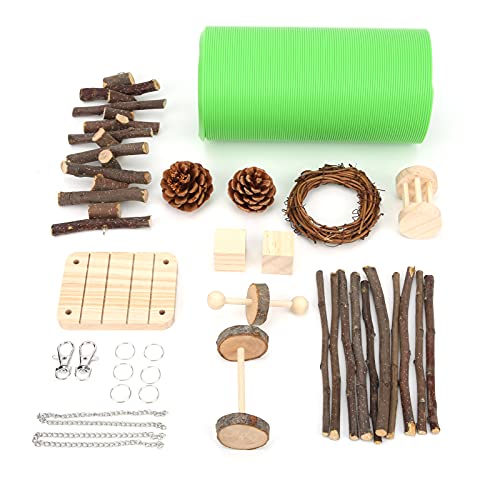 Qukaim Hamster-Tunnel-Spielzeug-Set, flexibler Kleintier-Tunnel und hölzerne Haustier-Zähne Spielzeug, inklusive Hamster-Kauspielzeug und Maus-Kunststoffschlauch-Spielzeug, 12 Stück von Qukaim