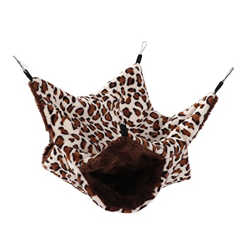 Qukaim Haustier Doppellagige Hängematte 20 x 20 cm Warm Hängender Schlafsack für Hamster Streifenhörnchen Frettchen Braun Punkte von Qukaim
