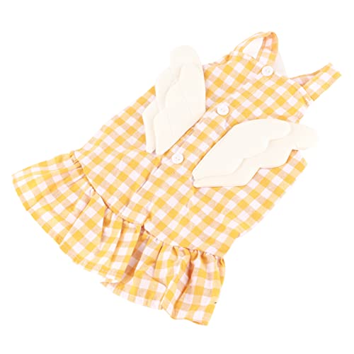 Qukaim Haustier Ente Küken Kostüm, süßes Geflügel Outfit Kleidung für Gans und Huhn, gelbes Gitter XL, Entenkleidung Accories, Enten-Outfits, Entchenbedarf von Qukaim