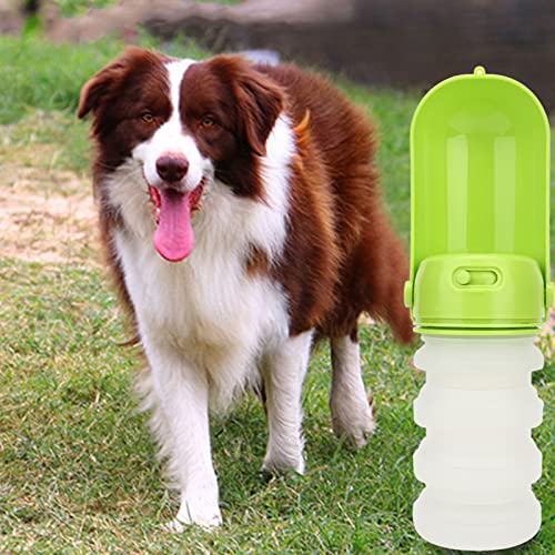 Qukaim Haustier Faltflasche 350ml Silikon Haustier Outdoor Reise Faltbare Trinkwasserflasche Wasserkocher für Hunde und Katzen, Tragbares Design, Grün Qukaim Haustier Faltflasche 350ml Silikon Haustier Outdoor Reise Faltbare Trinkwasserflasche Wasserkocher für Hunde und Katzen, Tragbares Design, Grün von Qukaim