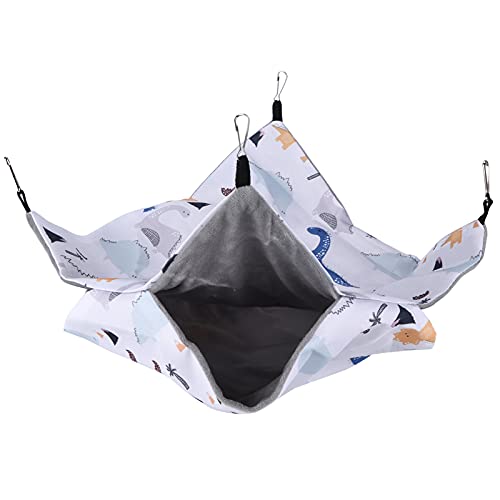 Qukaim Haustier Hamster Hängematte Etagenbett Doppelseitig Kleines Haustierbett Spielzeug für Hamster Mäuse und Weiße Ratten Ideal zum Schlafen und Spielen 30x20cm Kleiner Dinosaurier Design von Qukaim