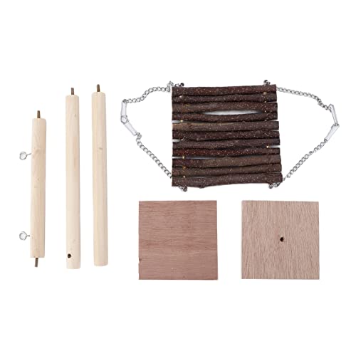 Qukaim Haustier Sitzstange Holz Ständer Spielzeug, Kleintier Plattform Springspielzeug für Hamster und Vogel, Verstellbare Holzschaukel mit Hängende Kette, Design, Holz Qukaim Haustier Sitzstange Holz Ständer Spielzeug, Kleintier Plattform Springspielzeug für Hamster und Vogel, Verstellbare Holzschaukel mit Hängende Kette, Design, Holz von Qukaim