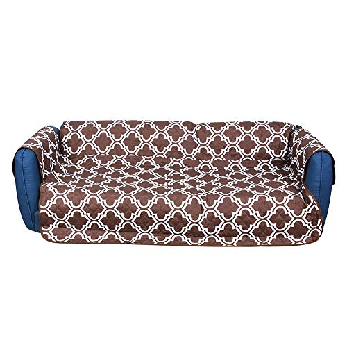 Qukaim Haustier-Sofa-Matte, rutschfestes Haustier-Sofakissen, wasserdichte Silikon-Futtermatte, schmutzabweisendes Haustier-Lounge-Pad, 116 x 188 cm, leichter Kaffee-Druck, ideal für Hunde und Katzen von Qukaim