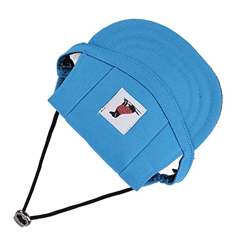 Qukaim Haustier-Sommer-Reisehut, Haustier-Baseballmütze, verstellbare Sommerhund, Outdoor-Sonnenhaube mit 2 Ohrlöchern, blau, für Camping und Reisen, Größe S von Qukaim