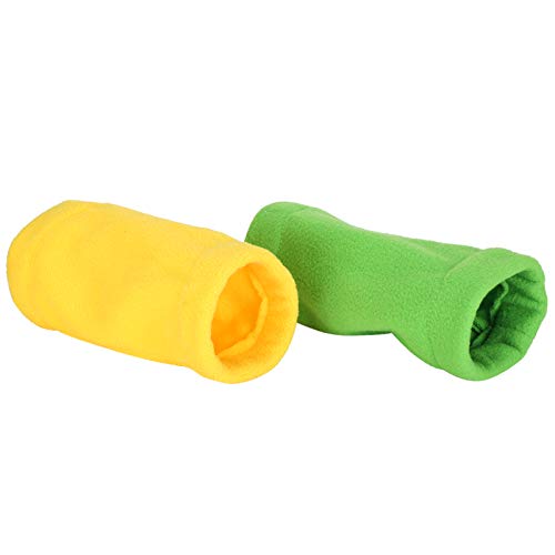 Qukaim Haustier-Tunnel, weicher Flanell, 1-Wege-Tunnel für Hamster und Kleintiere, Spiel- und Ruhespielzeug, gelb-grün, lustiges Flanell-Design, ideal für kleine Haustiere von Qukaim