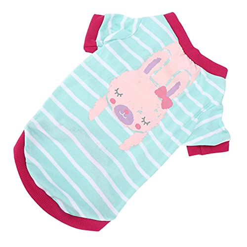 Qukaim Haustierbekleidungsbedarf, Haustier-T-Shirt, gestreift, Baumwolle, Cartoon-Druck, Herbst und Winter, dünnes T-Shirt für Haustiere, Seeblaues Häschen, Größe S Qukaim Haustierbekleidungsbedarf, Haustier-T-Shirt, gestreift, Baumwolle, Cartoon-Druck, Herbst und Winter, dünnes T-Shirt für Haustiere, Seeblaues Häschen, Größe S von Qukaim
