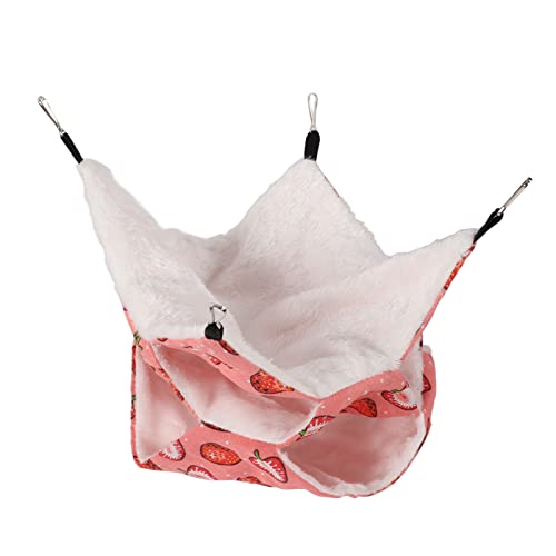 Qukaim Haustierkäfig-Hängematte, 3-lagiges Hamster-Hängebett mit Metallhaken für Kleintiere, dreilagige Haustierhängematte, Kleintierschlafsack, 30 x 30 cm von Qukaim