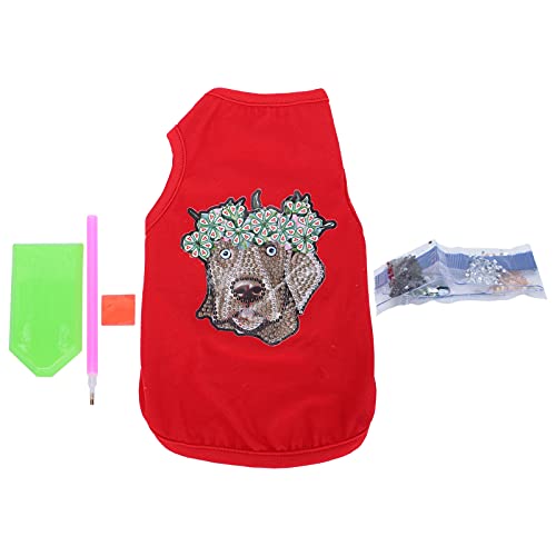 Qukaim Haustierkleidung, niedliches Hunde-Shirt mit Strasssteinen für Welpen, weich, atmungsaktiv, Welpen-T-Shirt, rot, Haustier-Outfits von Qukaim
