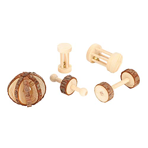 Qukaim Haustierleiter aus Holz, 60 cm, biegbare Brücke, Spielzeug für Hamster, Maus, Eichhörnchen, Papagei, 5 Stück/Set, kleines Haustier-Sicherheitsspielspielzeug für Kaninchen, Meerschweinchen von Qukaim