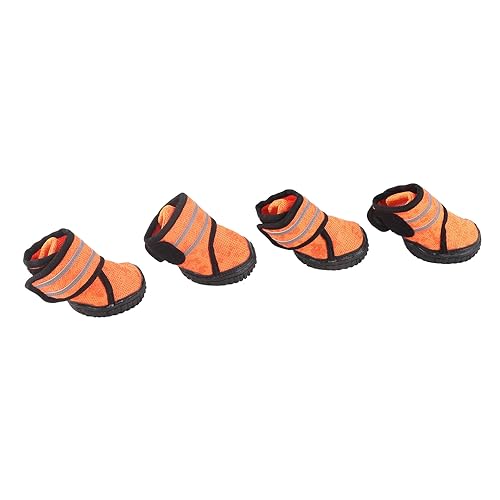 Qukaim Haustierschuhe für Haustiere, rutschfest, atmungsaktiv, mit reflektierenden Riemen, für kleine, mittelgroße und große Hunde, wasserdicht, 6 cm, Orange, 4 Stück Qukaim Haustierschuhe für Haustiere, rutschfest, atmungsaktiv, mit reflektierenden Riemen, für kleine, mittelgroße und große Hunde, wasserdicht, 6 cm, Orange, 4 Stück von Qukaim