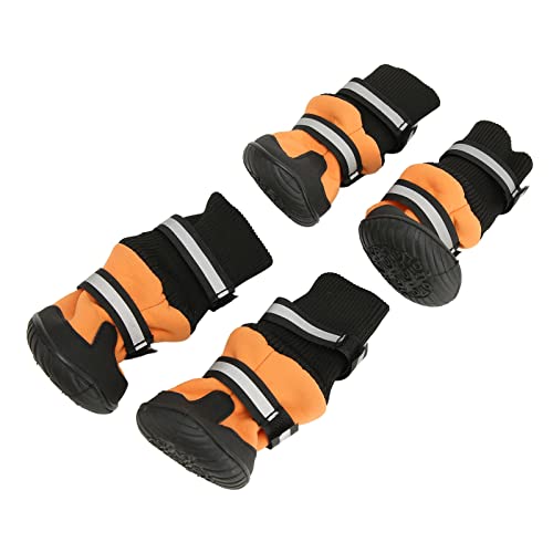 Qukaim Haustierschuhe zum Wandern, Hundeschuhe, wasserdicht, reflektierend, verstellbar, weich, rutschfest, Welpenstiefel zum Wandern, Spazierengehen, Laufen, Orange, XL Qukaim Haustierschuhe zum Wandern, Hundeschuhe, wasserdicht, reflektierend, verstellbar, weich, rutschfest, Welpenstiefel zum Wandern, Spazierengehen, Laufen, Orange, XL von Qukaim