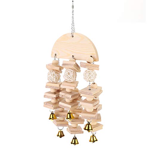 Qukaim Holz Papagei Spielzeug Holz Vogel Hängeschaukel Spielzeug Papagei Kauen und Spielblock Käfig Zubehör zum Beißen und Kauen Ideal für Papageien und Vögel von Qukaim