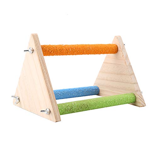 Qukaim Holzständer Vogel Holzsitzstange, Naturholz Ständer Dreieck Plattform, Ast Spielzeug für Vogeltraining, ideal für Papageien und Nymphensittiche, 30cm lang von Qukaim