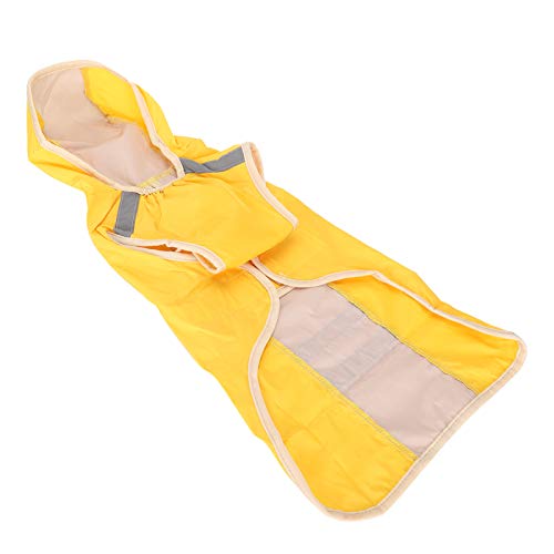 Qukaim Hunde-Regenmantel, wasserdicht, verstellbar, leicht, mit reflektierenden Sicherheitsstreifen, Größe S, Kapuzendesign, Gelb Qukaim Hunde-Regenmantel, wasserdicht, verstellbar, leicht, mit reflektierenden Sicherheitsstreifen, Größe S, Kapuzendesign, Gelb von Qukaim