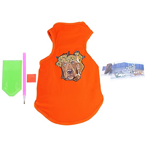 Qukaim Hunde-Shirt, Haustier-T-Shirt mit Strasssteinen, weich, atmungsaktiv, Haustierkleidung für Welpen, Orange, Größe L von Qukaim