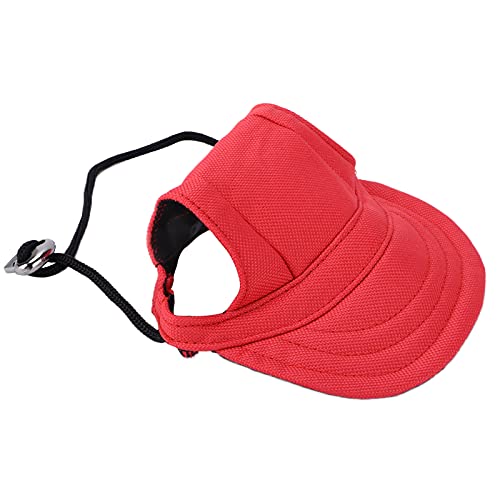 Qukaim Hundemütze mit Ohrlöchern, Baseballmütze, verstellbarer Sonnenschutz, Haustier-Sportmütze mit Ohrlöchern für kleine Hunde, Rot, Größe XL, Outdoor-Zubehör von Qukaim