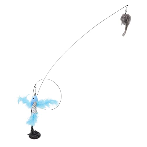 Qukaim Interaktiver Katzen-Teaser Zauberstab-Spielzeug, Katzenkratzbaum, interaktiver 2-lagiger Plüsch-Sisal-Katzenbaum, abnehmbarer Stahldraht-Federstab-Spielzeug, für den Innenbereich, blauer Qukaim Interaktiver Katzen-Teaser Zauberstab-Spielzeug, Katzenkratzbaum, interaktiver 2-lagiger Plüsch-Sisal-Katzenbaum, abnehmbarer Stahldraht-Federstab-Spielzeug, für den Innenbereich, blauer von Qukaim