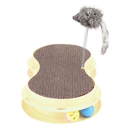 Qukaim Katzenkratzer Katzenkratzbrett, Wellpapier Katzenkratzer Pad mit Katzenminze Glockenball, Langlebiges Kratzspielzeug für Kätzchen und Katzen, Gelb Qukaim Katzenkratzer Katzenkratzbrett, Wellpapier Katzenkratzer Pad mit Katzenminze Glockenball, Langlebiges Kratzspielzeug für Kätzchen und Katzen, Gelb von Qukaim