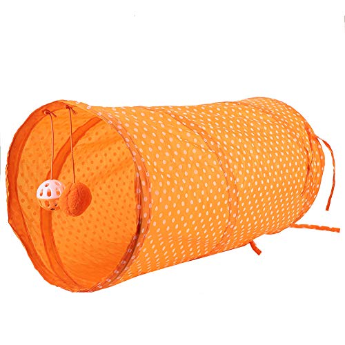 Qukaim Katzenspielzeug Faltbarer Katzentunnel Bett Spielzeug, Interaktiver Knistertunnel mit Leopardenmuster, Orange, Ideal zum Spielen und Verstecken, Tragbares Design Qukaim Katzenspielzeug Faltbarer Katzentunnel Bett Spielzeug, Interaktiver Knistertunnel mit Leopardenmuster, Orange, Ideal zum Spielen und Verstecken, Tragbares Design von Qukaim