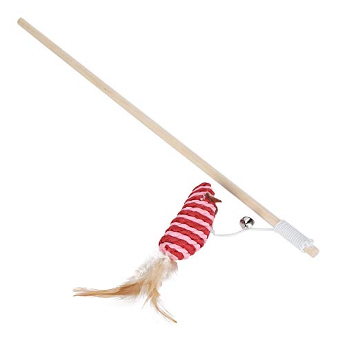 Qukaim Katzenstab-Spielzeug, Katzenspielzeug aus Holz, interaktives Katzenspielzeug mit Federglocke, Maus, drehbares Drehteller-Design, ansprechender Teasing-Stick für Katzen, 91,4 cm lang Qukaim Katzenstab-Spielzeug, Katzenspielzeug aus Holz, interaktives Katzenspielzeug mit Federglocke, Maus, drehbares Drehteller-Design, ansprechender Teasing-Stick für Katzen, 91,4 cm lang von Qukaim