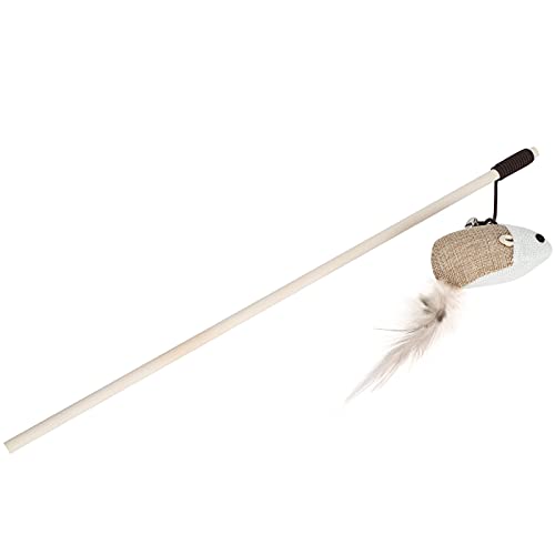 Qukaim Katzenstab-Spielzeug aus Holz, lustiger Stab, Haustier-Teaser-Mäuse, Spielzeug mit knackiger Glocke, Feder und Leinenmaus für interaktives Spielen, Katzen-Teaser-Stick, 45 cm lang Qukaim Katzenstab-Spielzeug aus Holz, lustiger Stab, Haustier-Teaser-Mäuse, Spielzeug mit knackiger Glocke, Feder und Leinenmaus für interaktives Spielen, Katzen-Teaser-Stick, 45 cm lang von Qukaim