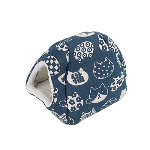 Qukaim Kleintierbett Haus Winter Warm Hamsterbett, winddicht, gemütlich, kleines Haustierhöhlenbett für Meerschweinchen, Chinchilla, Igel, Frettchen, 16 x 16 x 16 cm, blauer Katzenkopf Qukaim Kleintierbett Haus Winter Warm Hamsterbett, winddicht, gemütlich, kleines Haustierhöhlenbett für Meerschweinchen, Chinchilla, Igel, Frettchen, 16 x 16 x 16 cm, blauer Katzenkopf von Qukaim