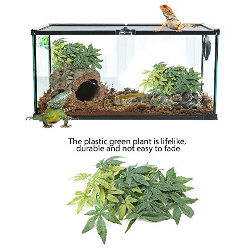 Qukaim Künstliche Pflanze Aquarium Treibholz Dekoration, 30 cm künstlicher Baumstamm aus Kunstharz mit grünen künstlichen Blättern, Aquarium-Ornamente für Aquarium und Reptilien-Terrarium-Dekor von Qukaim