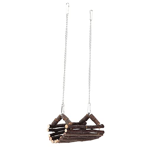 Qukaim Meerschweinchen-Käfig-Hängematten-Set, hängende Tunnel-Hängematte für Ratte, Frettchen, kleine Katze, Holzschaukel, Kauspielzeug, Holz, Kleintierkäfig-Akkories, 3-teiliges Set von Qukaim