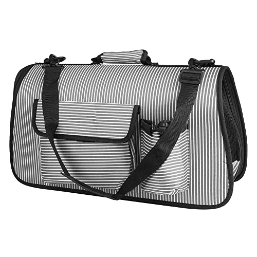 Qukaim Nylon Haustier Tasche Faltbare Tragbare Atmungsaktive Haustier Handtasche Schultertasche für Hunde und Katzen Outdoor Reisen Grau Klein Nylon Mesh Design Ideal für Auto und Reisen von Qukaim