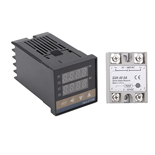 Qukaim PID tat Temperaturregler Set, 0 bis 400℃ ligent Control, 100-240V 40A, Digitalanzeige, wasserdicht, schnelle Reaktion, für Ofen und Bauernhof von Qukaim
