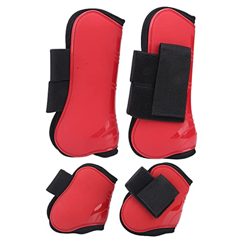 Qukaim PU Pferd Beinschutz Beinschoner Set, Verdickte Leggings mit Weichem Futter für Pferde, Hindernisschutz, Rot L, 1 Set Qukaim PU Pferd Beinschutz Beinschoner Set, Verdickte Leggings mit Weichem Futter für Pferde, Hindernisschutz, Rot L, 1 Set von Qukaim