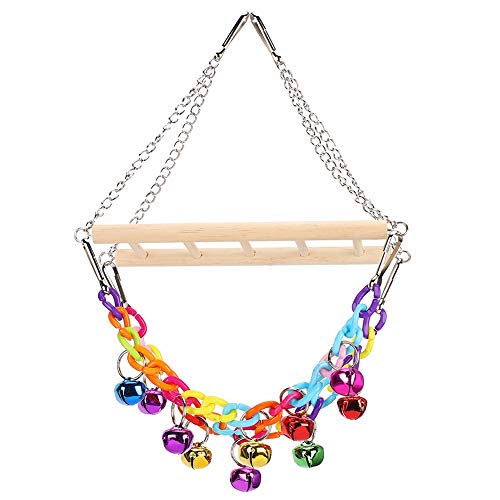 Qukaim Papagei Spielzeug Papagei Acryl Kettenleiter Hängende Brücke Schaukel Spielzeug Kletterspielzeug für kleine Vögel mit Glocken, ideal für Papageien und andere kleine Vögel, 30cm lang von Qukaim