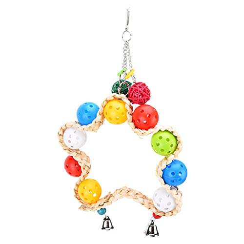 Qukaim Papageien Schaukel Spielzeug Vogel Hängeschaukel Maisblatt Kunststoff Ball Kauspielzeug für Haustier Vögel und Papageien Ideal für Vogelkäfige, fördert Aktivität und Spiel, 25,4 x 12,7 cm von Qukaim