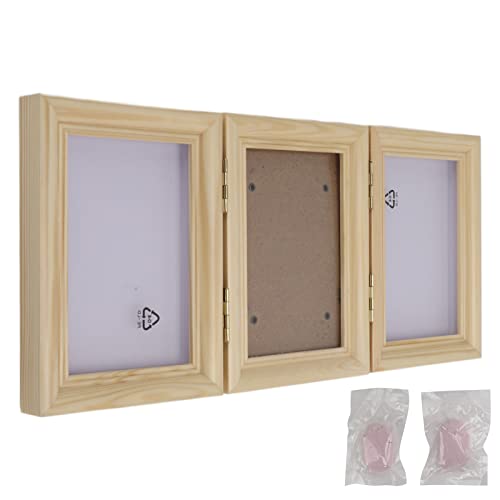 Qukaim Pet Memorial Frame Pet Paw Print Keepsake Frame, Wooden Pet Paw Print Memorial Photo Frame with Pink Clay, DIY Pet Paw Photo Frame, 25.4 cmx20.3 cm von Qukaim