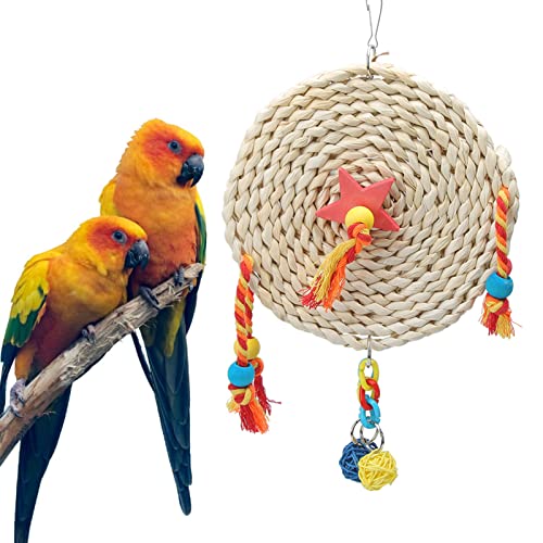 Qukaim Pet Papagei Geflochtener Holzblock Kauen Beißen Hängeschaukel Spielzeug, Vogelkäfig Accories (L), Vogel Kauspielzeug, Papagei Spielzeug, Vogel Hängespielzeug von Qukaim