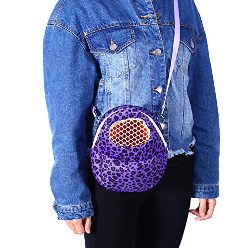Qukaim Pet Pocket Pet Carrier Bag, Short Plush Outdoor Bag for Hamster, Rat, Chinchilla, Frettchen, Leopard Print, Size M, Hanging Bed, Pocket Design von Qukaim