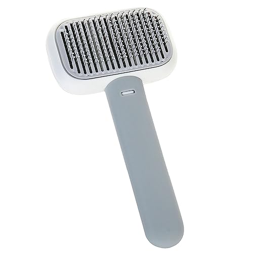 Qukaim Pet Slicker Brush Pet Self Cleaning Slicker Brush, Cat Grooming Brush with Universal Floating Hair Remover, Gray and White, Ideal for Cats and Dogs von Qukaim