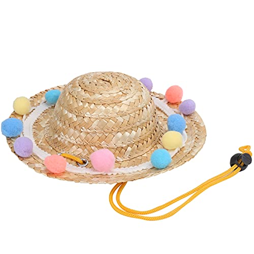 Qukaim Pet Sun Cap Pet Hat Decoration Outdoor Sommer Sonnenschutz Kappe für Kleintiere Spitzendesign Ideal für Hunde und Katzen Leicht Einstellbar 20cm Durchmesser von Qukaim